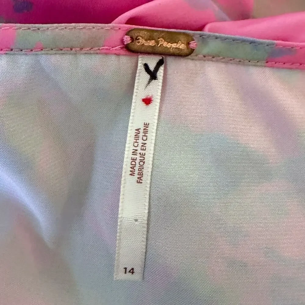 Free People Everything’s Rosie Midi Skirt Women's 15 Pink Combo Cottagecore NEW - Picture 3 of 7